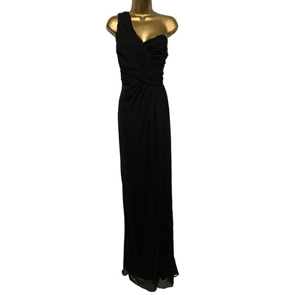 Thread One Shoulder Draped Maxi Dress 20 Formal Sheer Chiffon Mesh Goth Grunge - Picture 3 of 9
